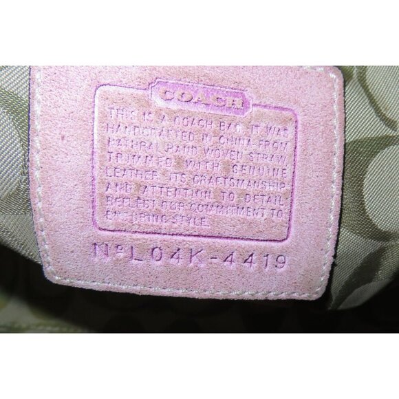 Coach 2004 Limited Edition Straw & Pink Suede Leather Top Handle Tote Satchel - Picture 7 of 11